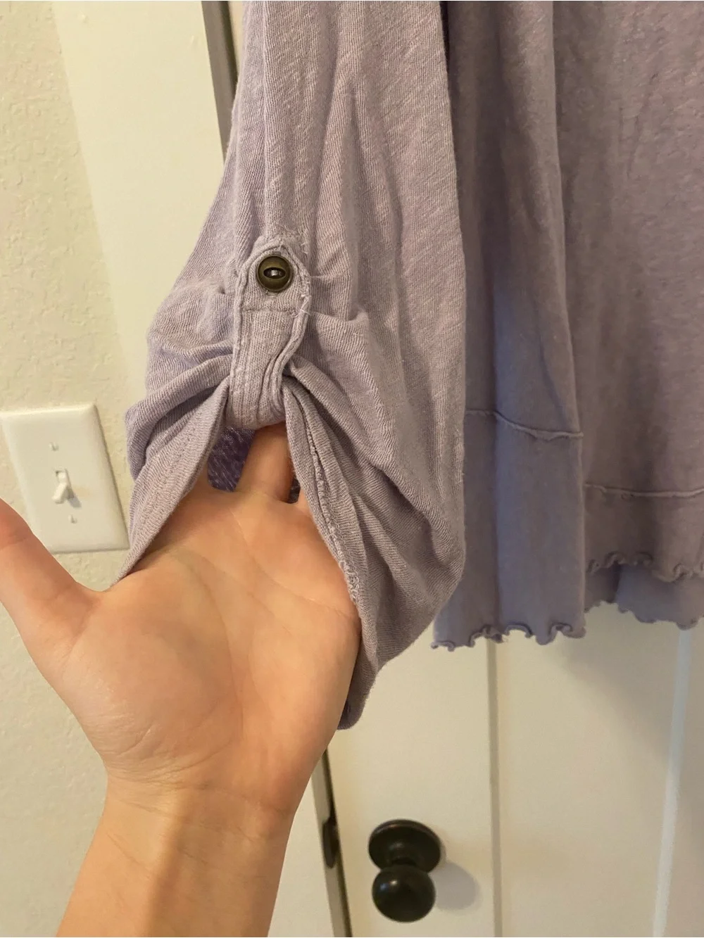 Free People Mystic Lilac We The Free Cotton-Linen Henley Tee